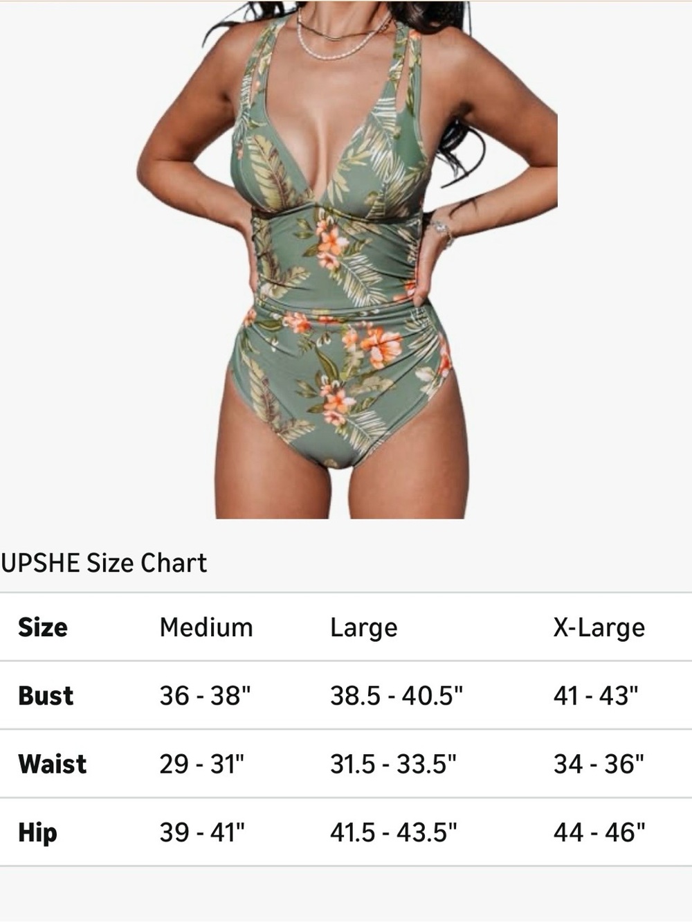 Cupshe Olive Green Tropical Floral One-Piece Swimsuit with Orange Blooms - Picture 5 of 11